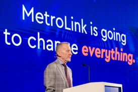 Sean Sweeney talking an at event with "MetroLink is going to change everything" as the headline